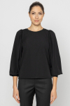 Black blouse with ribbed cuffs