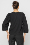 Black blouse with ribbed cuffs