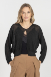 Czarny kardigan z połyskującą nicią