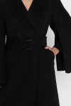 Czarny elegancki płaszcz z wełny i kaszmiru