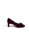 Burgundy pumps with a bow