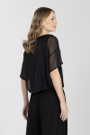 Czarna wieczorowa bluzka z krótkim rękawem z jedwabiu