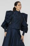 Navy blue blouse with spectacular sleeves 