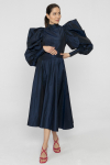 Navy blue blouse with spectacular sleeves 