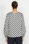 Elegant blouse with white, black and graphite printed design