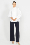 Elegant navy blue trousers with wide legs