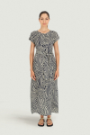 Kleid mit Knopfleiste in schwarz-weißem Print