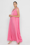 Elegant pink maxi dress with satin shine 