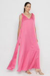 Elegant pink maxi dress with satin shine 