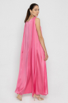 Elegant pink maxi dress with satin shine 