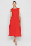 Red sleeveless dress with a flared bottom 