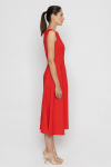 Red sleeveless dress with a flared bottom 