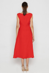 Red sleeveless dress with a flared bottom 