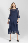 Elegancka granatowa sukienka z jedwabiu