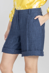 Granatowe krótkie spodenki z grubego lnu