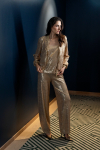 Gold evening sequined trousers