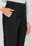 Black wool slim-leg trousers