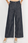  Dark denim trousers with wide legs