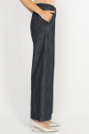  Dark denim trousers with wide legs