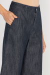  Dark denim trousers with wide legs