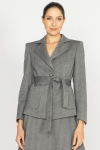  Grey herringbone tie-waist jacket