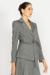  Grey herringbone tie-waist jacket