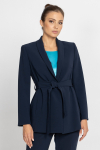 Navy blue tie-waist jacket 