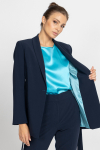 Navy blue tie-waist jacket 