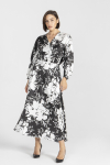 Rock mit schwarz-weißem Blumen-Print
