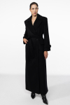 Long black wool and cashmere coat