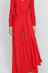 Elegant red tie-waist jumpsuit