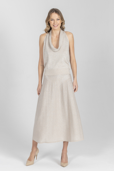 Beżowy top z efektownym dekoltem