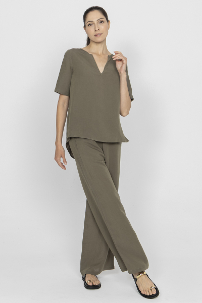 Khaki short-sleeved blouse