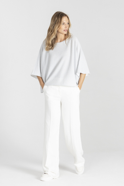 White knitted blouse with 3/4 sleeves
