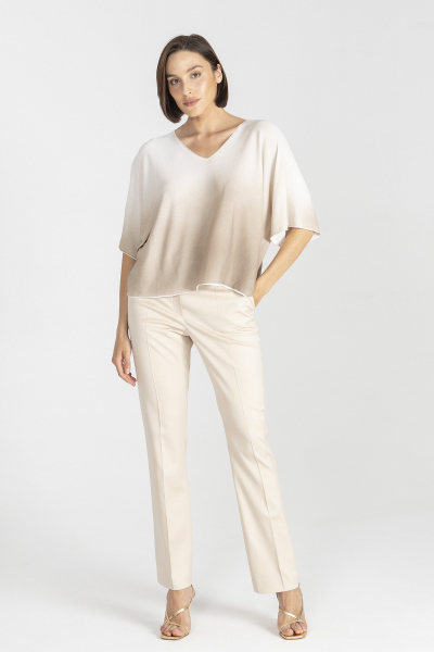 Beige knitted blouse with 3/4 sleeves