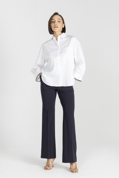 White blouse with contrasting trim