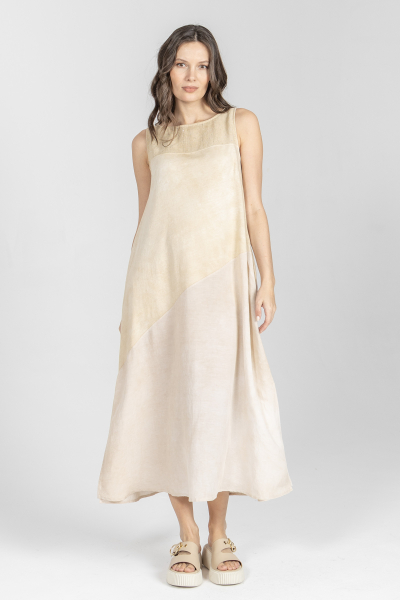 Luźna sukienka maxi w kolorze beżowym