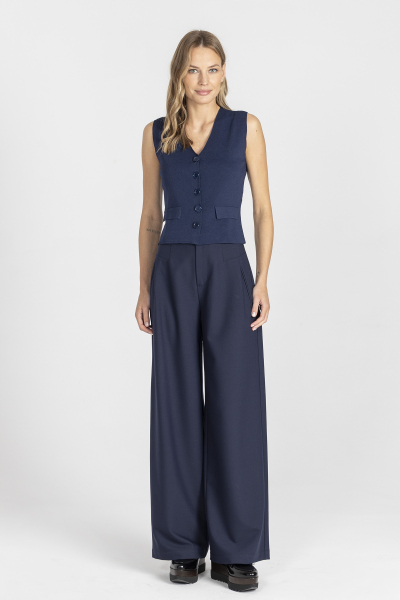 Knitted navy blue waistcoat