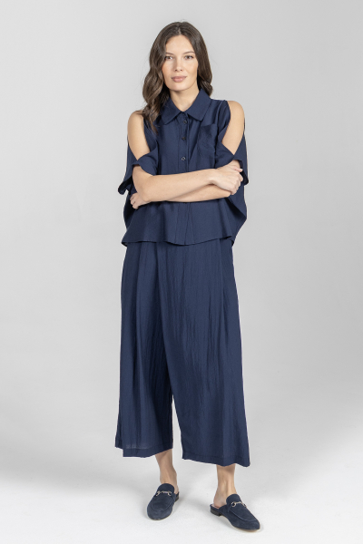 Luźne spodnie w kolorze granatowym