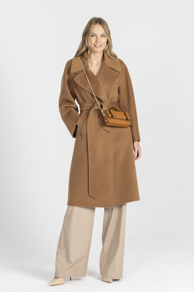 Kamelowy płaszcz double