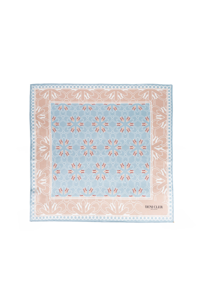 Jedwabna chusta w niebiesko-różowy print