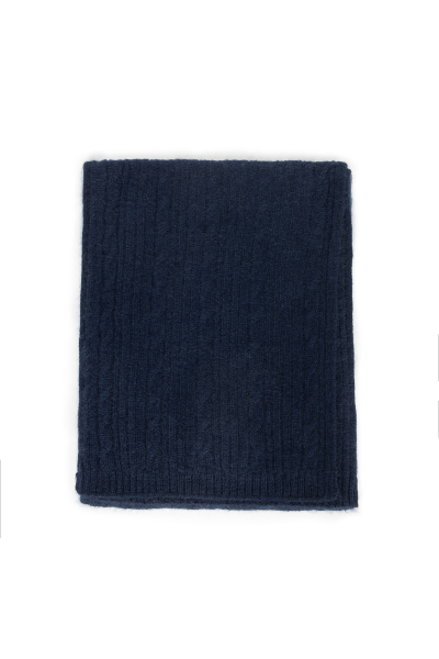 Granatowy szal z ozdobnym splotem z kaszmiru