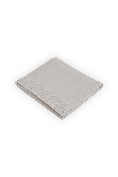 Szalik z kaszmiru ozdobiony warkoczowym splotem