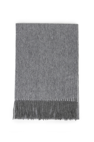 Szary szal z kaszmiru z frędzlami