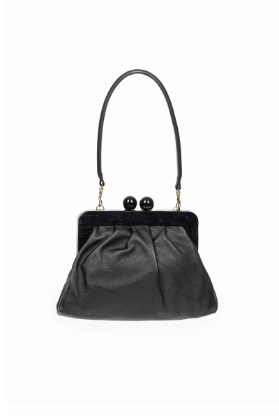 Czarna mała elegancka torebka z zatrzaskiem