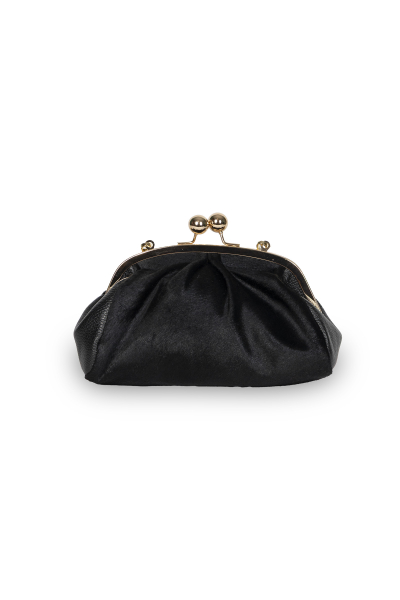 ORO: Black small handbag with decorative clasp