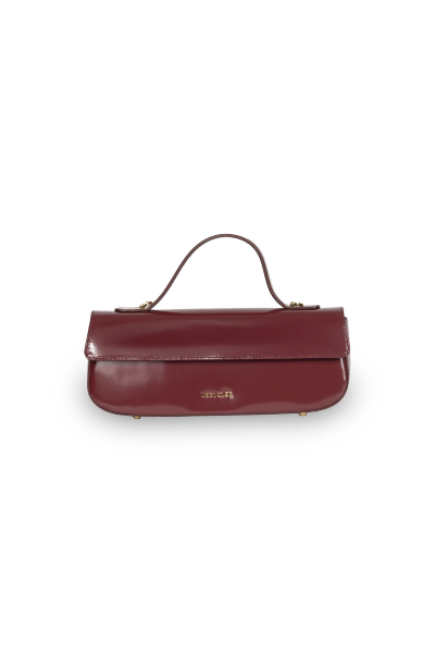 Small burgundy handbag