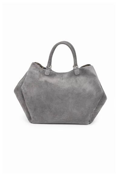Szara duża zamszowa torba 