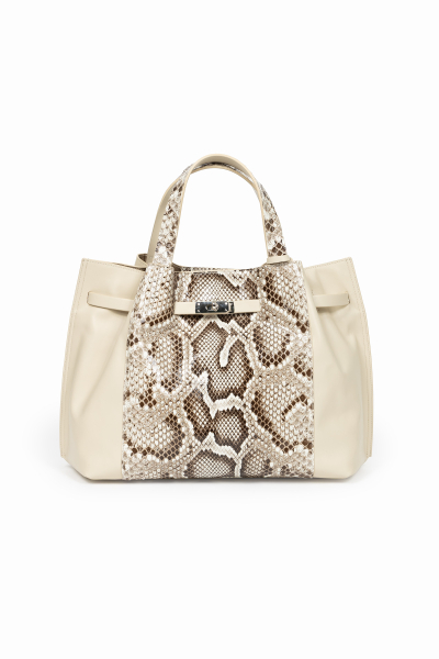 Elegancka torba z dwóch gatunków skór