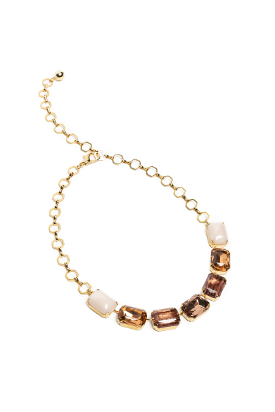 Naszyjnik z centralnie umieszczonymi kamieniami w kolorze wina i różu